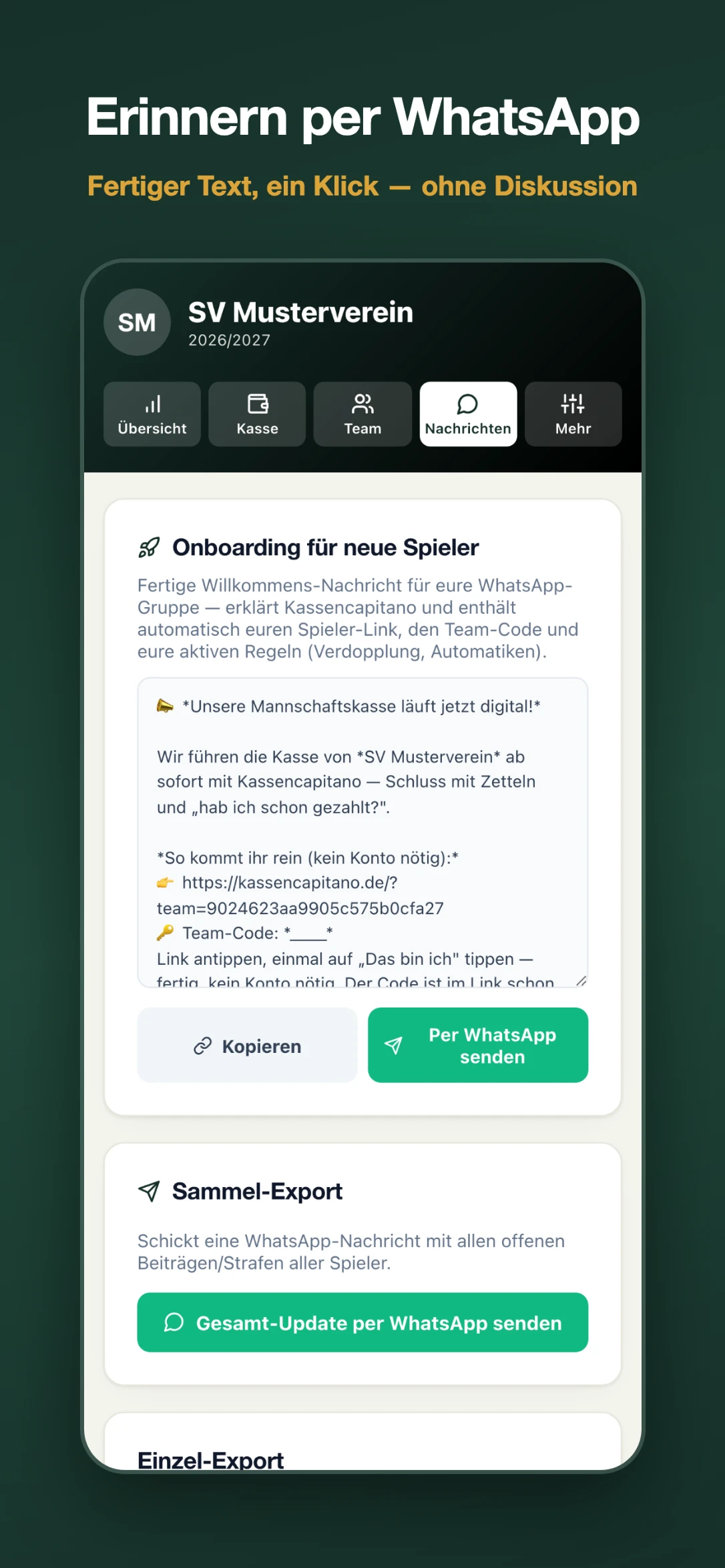 Erinnern per WhatsApp: fertiger Text, ein Klick